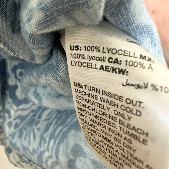 Chicos Jacket Womens 2 Large Snap Buttons Pockets Floral Blue White Lyocell - Picture 5 of 6